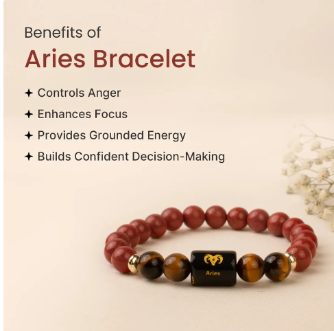 Aries (मेष राशि) Zodiac Red Jasper & Tiger Eye Bracelet