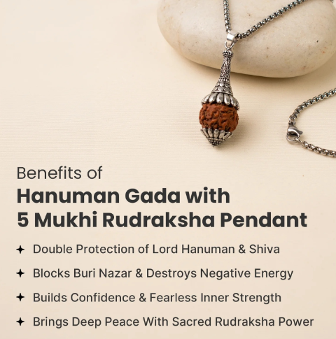 Rudraksha Hanuman Gada Pendant