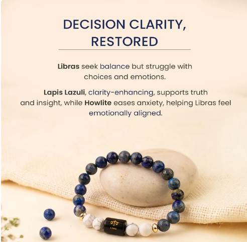 Libra (तुला राशि) Zodiac LapisLazuli & Howlite Bracelet
